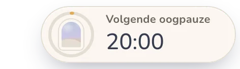 De mini-timer rechtsboven in beeld met de tijd tot de volgende oogpauze.